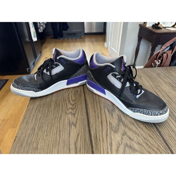 Air Jordan 3 Retro Court Purple Men’s Size 9 OG СТ8532-050 Some Wear No Box GUC - Picture 9 of 10